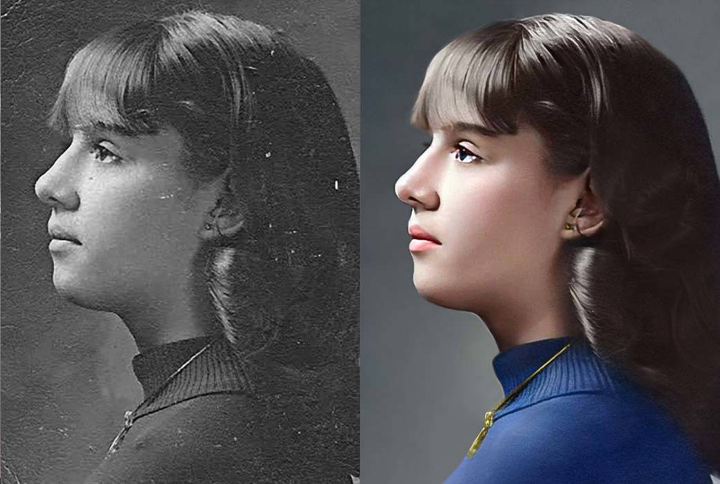 Profile portrait colorization - before and after